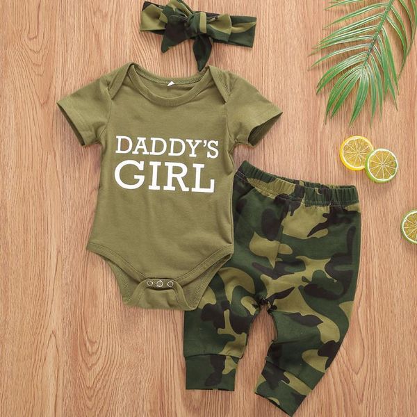

baby girls boys clothes set camouflage short sleeve letter printed bodysuit pants toddler summer, White