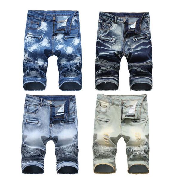 2023 neue Herren Distressed Ripped Short Jeans Modedesign Lässige knielange Skinny Silm Fit Shorts Hip Hop Denim Streetwear