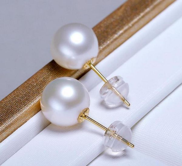 

charming pair of 10-11mm south sea round white pearl earring 18k, Silver