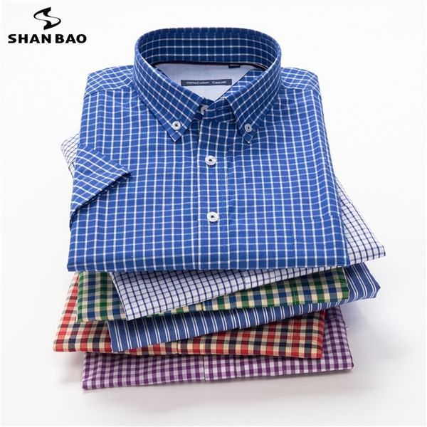 

summer men's classic plaid short sleeve shirt 100% cotton lightweight and comfortable youth fashion 220324, White;black