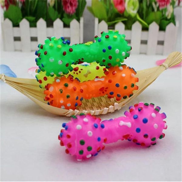 Pet Chew Toy New Beg Dogs Toys coloridos Donteds Dumbbell Squeeze Toy Squeeze Squeaky Faux Bone for Dogss