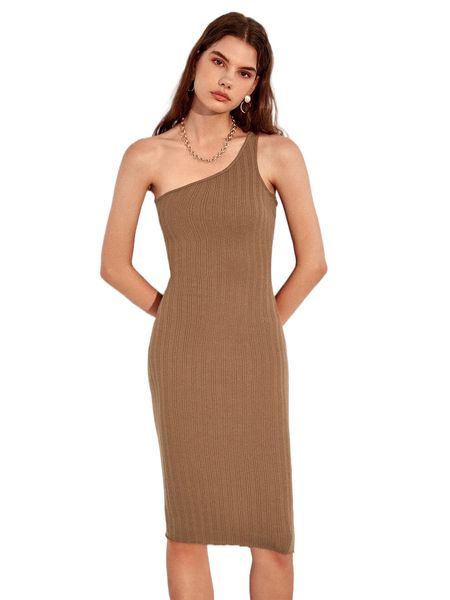 

one shoulder sweater dress d7bb#, White;black