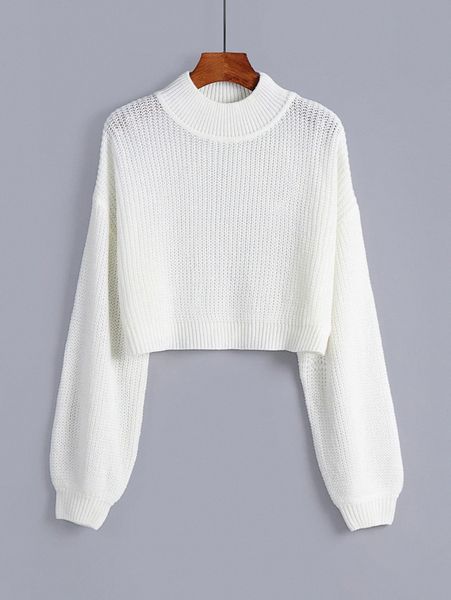 

solid ribbed knit drop shoulder sweater c3dx#, White;black