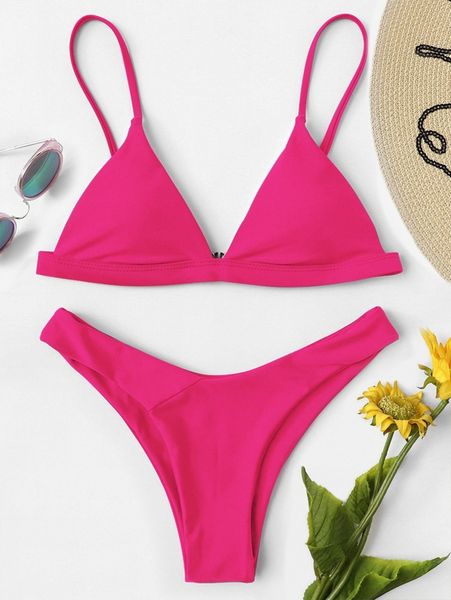 

plain triangle bikini swimsuit j747#, White;black