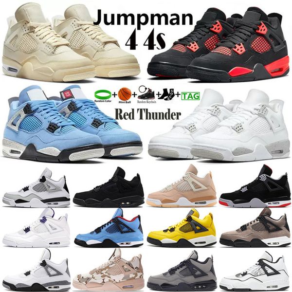 

with box jordons jumpman 4 4s mens basketball shoes sail oreo university blue fire red thunder white cement black cat bred infrared wild thi