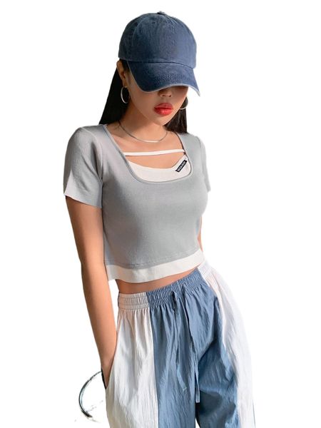 

dazy letter patched cut out 2 in 1 tee l5ki#, White