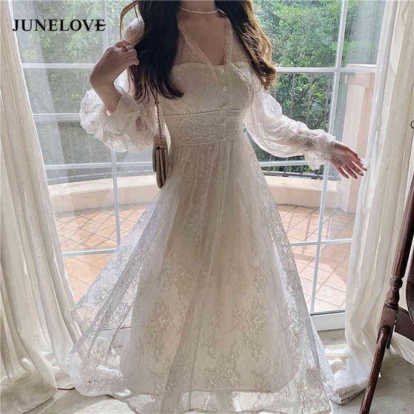 

nxy casual dress junelove fairy elegant dres casual party vintage dress female retro long sleeve lace dress korean spring vestidos 0406, Black;gray