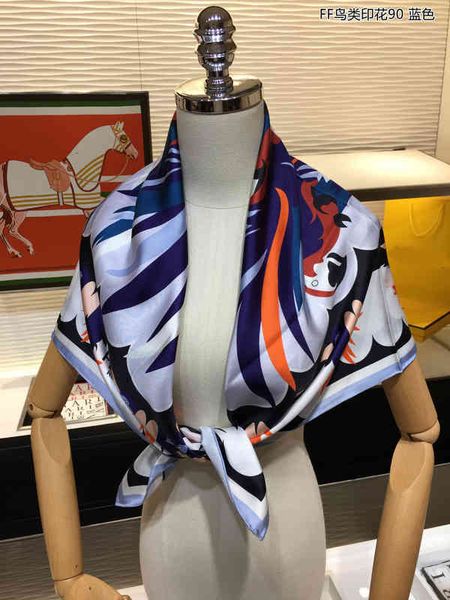 

scarves f twill silk scarf, shake, red, silk,, Blue;gray