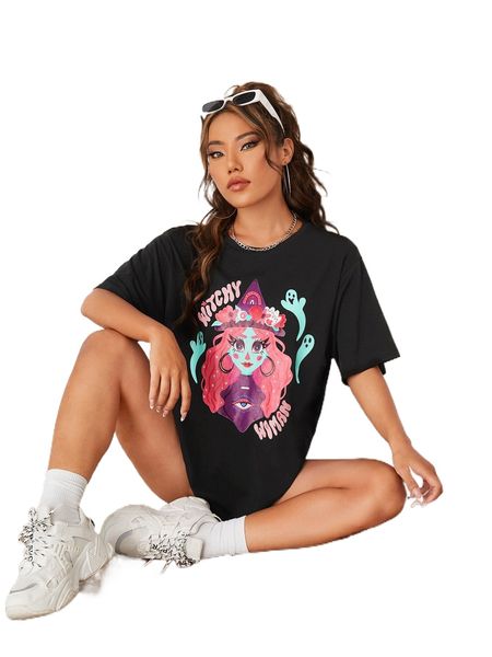

x lindz letter & figure graphic tee 39yi#, White