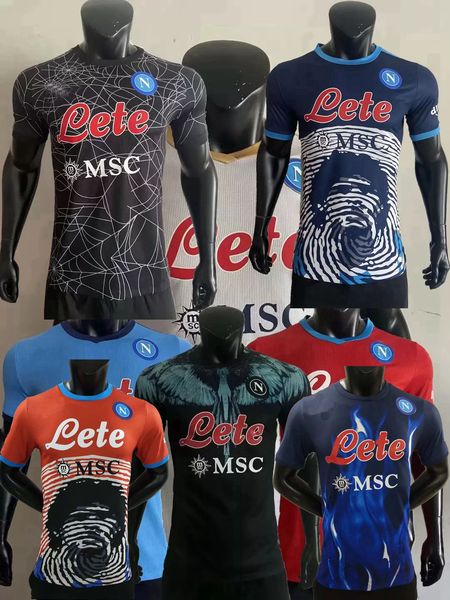 

player version tight 2021 2022 2023 napoli soccer jerseys meret koulibaly maradona mertens ospina insigne fabian home away 3rd 2, Black