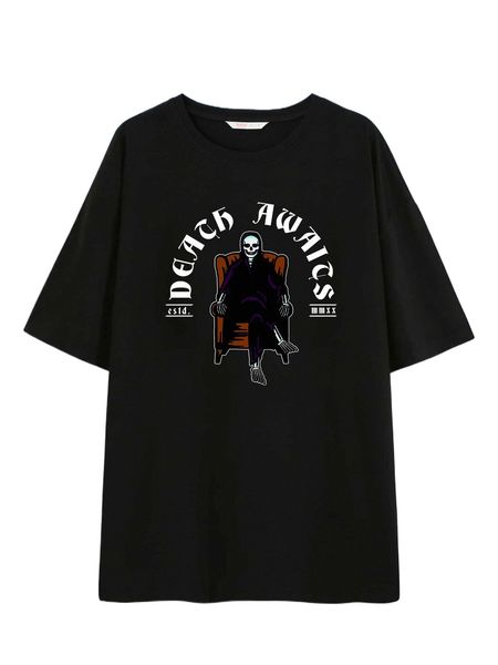 

romwe x recent minor skeleton print tee r7od#, White