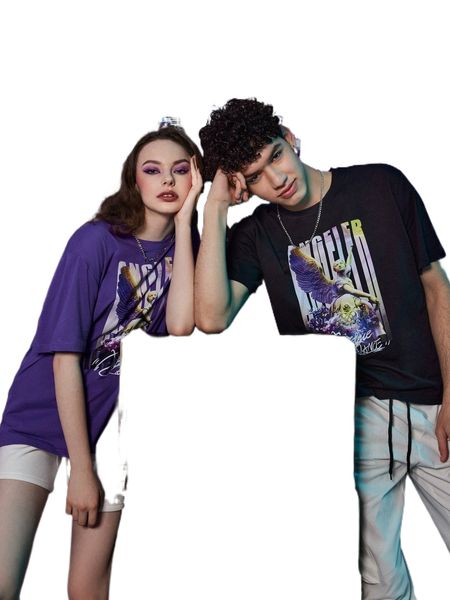 

romwe figure letter graphic tee g9kl#, White;black