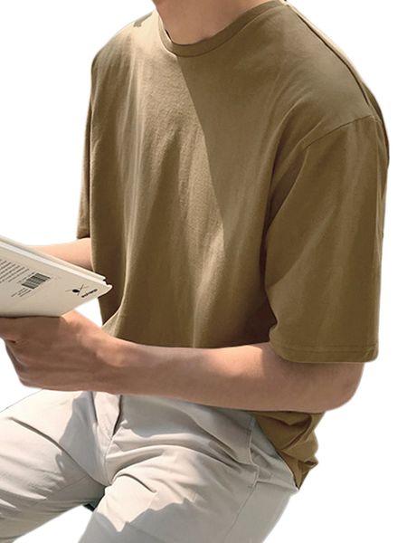 

dazy men solid round neck tee r5iu#, White;black