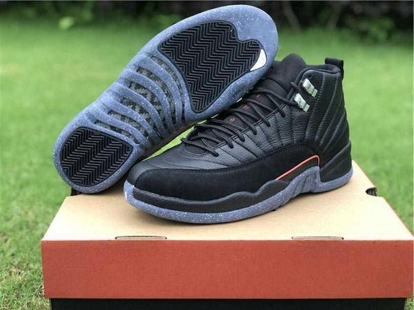 

shoes authentic 12 utility black-bright crimson-white real carbon fiber men women athletic sports sneakers dc1062-006 original