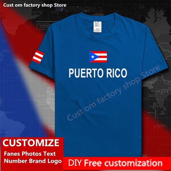 Puerto Rico camisa personaliza fãs de camisa DIY Número da marca Tshirt High Street Fashion Hip Hop Loose Casual Camiseta PRI PR 220616GX