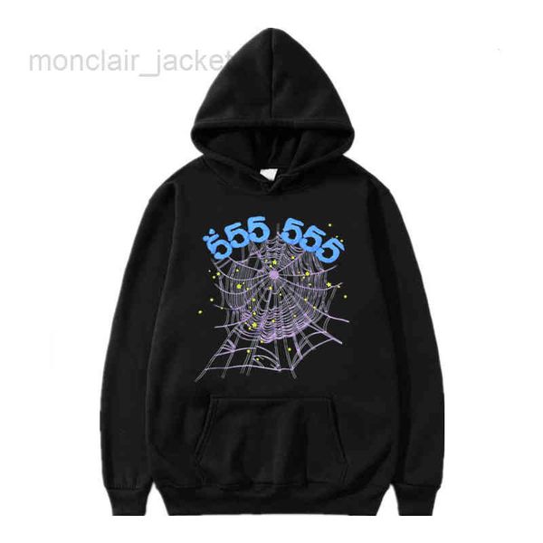 

spring designer pullover sp5der young thug hoodies senior classic leisure multicolor men shoe printing spider web sweatshirts size s-xl, Black