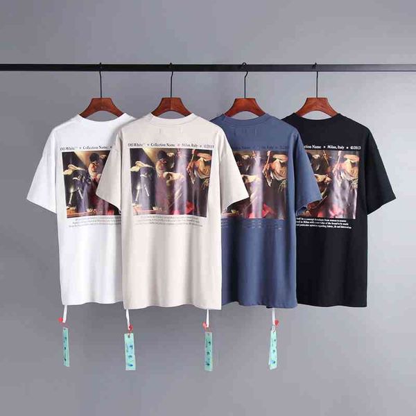 

ow caravaggio black oil painting t-shirt, Black;white