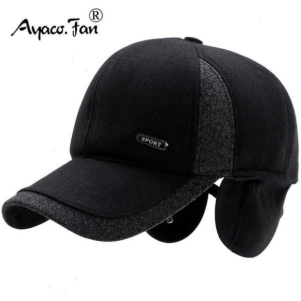 

winter ears protected men woolen baseball cap women patchwork thicker snapback sunhat outdoor hip hop hats casquette, Blue;gray