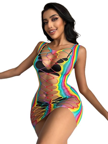 

rainbow striped cut out bodycon dress without liner n4gh#, Black;red