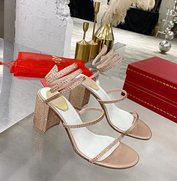 Romantik CLEO Sandalen Schuhe für Frauen Niedrige Absätze Weiblichkeit Glitter Sohle Pumps Abend Caovilla Wrap Kristall Braut Party Hochzeit High Heels 35-42