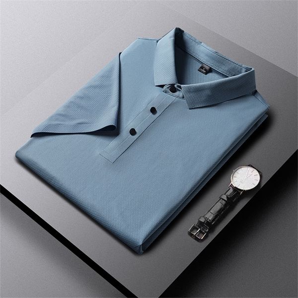 Hübsches Eisseiden-POLOshirt für Herren, Sommer, dünner Schnitt, atmungsaktiv, einfarbig, Schwarz, Weiß, Grün, Poloshirts 220504