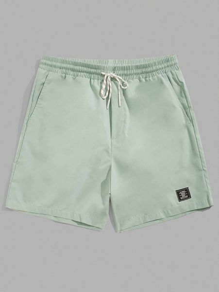 

men solid patched detail drawstring waist shorts j0kr#, White;black