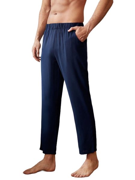 

men elastic waist slant pocket pants v0wi#, Black