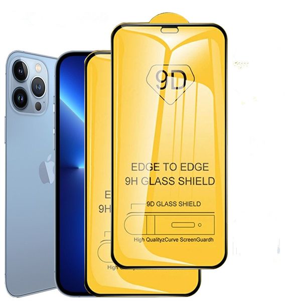 

9d full cover tempered glass screen protector for iphone 14 13 12 11 pro max 7 8 plus samsung galaxy a33 a73 s20 fe a32 opp bag no box