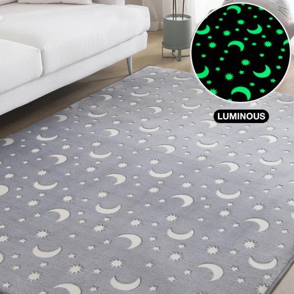 Tapetes de tapetes grossos para a sala de estar Luminous Plush Rague crianças cama fofo de cabeceira de cabeceira Tapetes de veludo Matcarpets de veludo