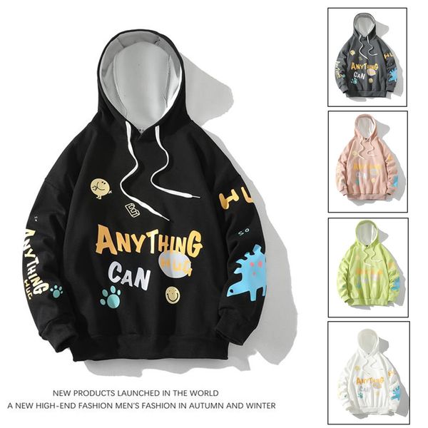 

spring autumn fashion hoodie mens harajuku style sweatshirts thick fleece hooded men hoodies hip-hop korean trendy streetwear, Black