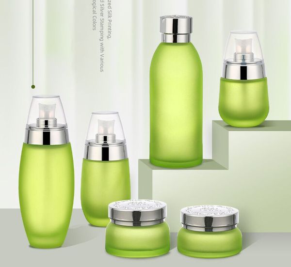 Garrafão de garrafas de garrafas de vidro de vidro verde xampu de alta qualidade embalagem de face Creme de face Boletim de óleo essencial