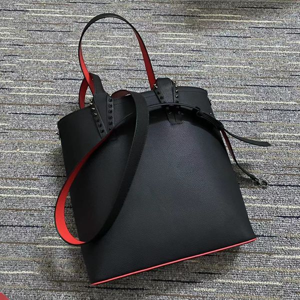 

woman printing designer rivet bags red bottom portable small capacity tote bag single shoulder purse handbags real leather wallet cross body