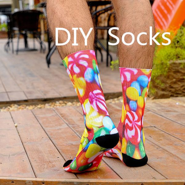 Hochwertige Mode benutzerdefinierte 3D-Druck DIY Design Männer Frauen Unisex lange Socken Socke Drop Großhändler 220706