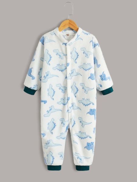 

toddler boys dinosaur pattern button front lounge jumpsuit she, Blue;red