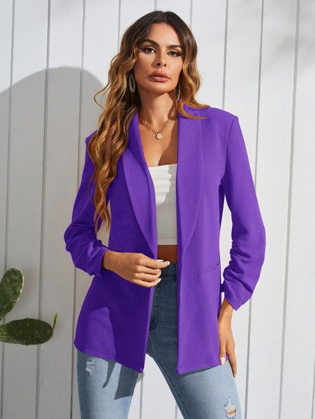 

shawl collar solid blazer x0uq#, White