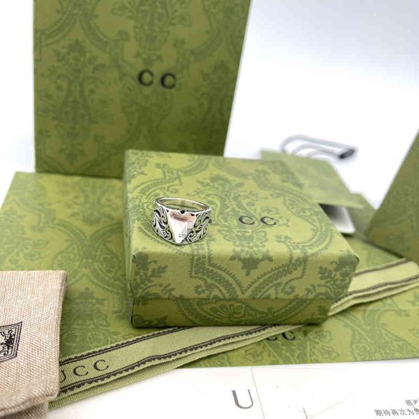 

2023 designer new jewelry love fashion trend used for men and women lovers with the same carved pattern pair ring, Silver