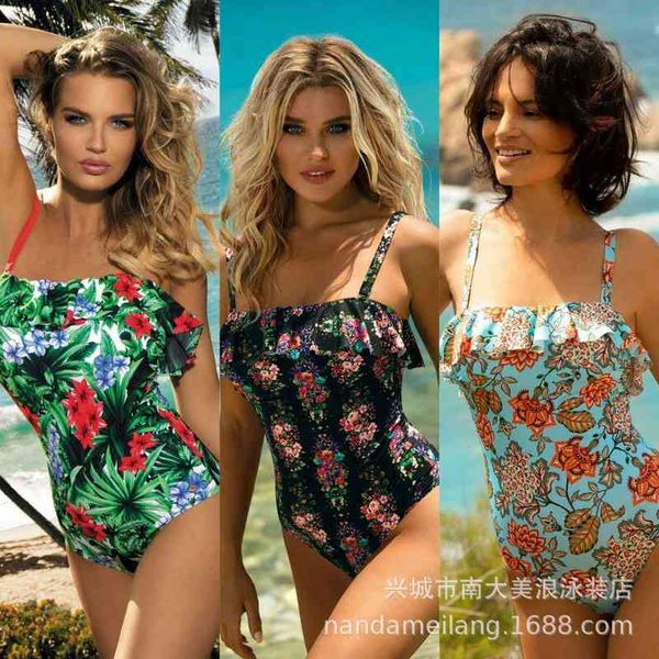 

bikini printed one-piece swimsuit, White;black