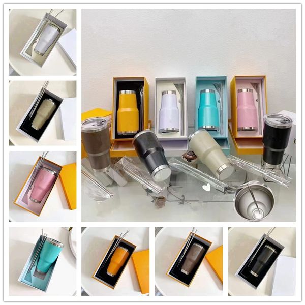 

designer tumbler stainless steel vacuum cup luxurys letter printed beer coffee mug car cups with lids & straws water bottle