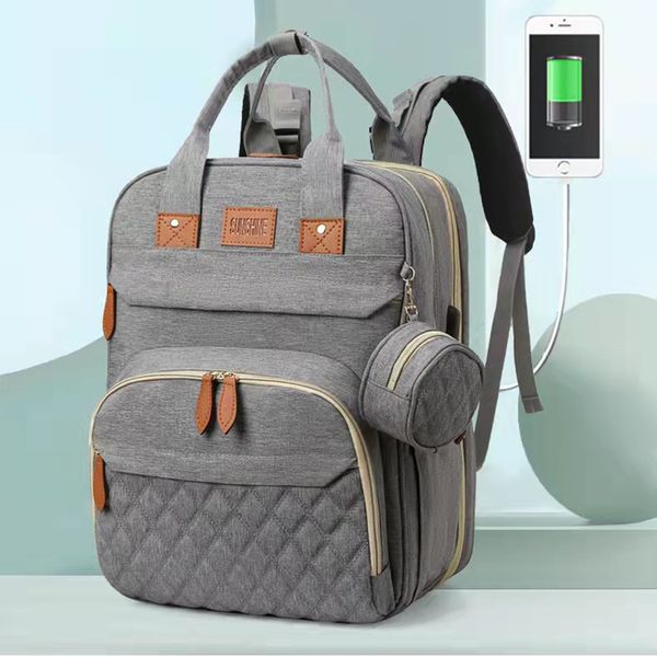 Mochila de designer para múmia, berço dobrável, multifuncional, bolsa para mãe e bebê, à prova d'água, HBP 01