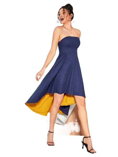 

x rachael b designs high low hem tube dress u20y#, Black;gray