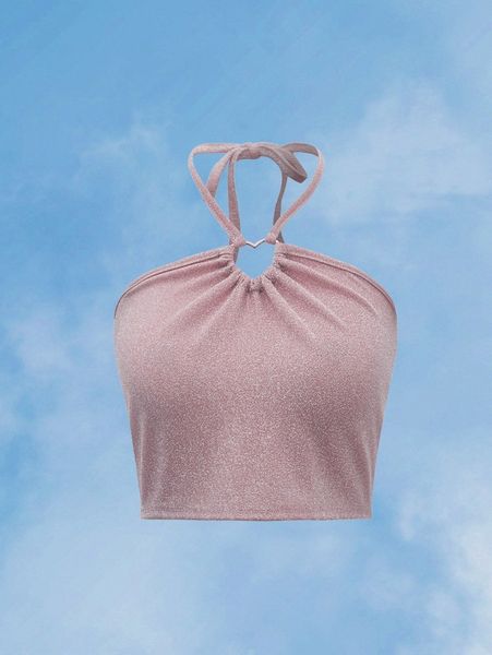 

romwe glitter halter y3ou#, White