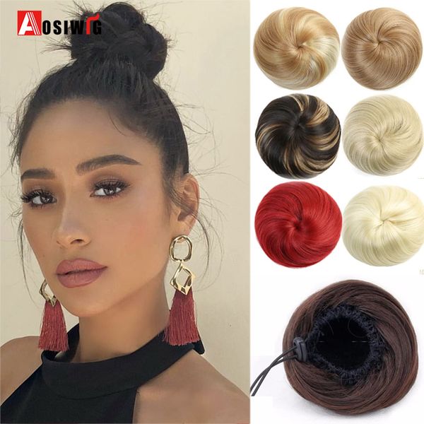 

costume accessories synthetic chignon clip elastic band made of hair fake natural pieces for extensions ponytail bun drawstring women scrunc, Silver