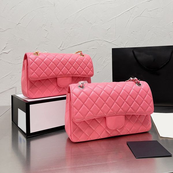 

classic double flap quilted caviar leather calfskin bags gold/silver metal matelasse chain crossbody shoulder rectangle tote pochette design