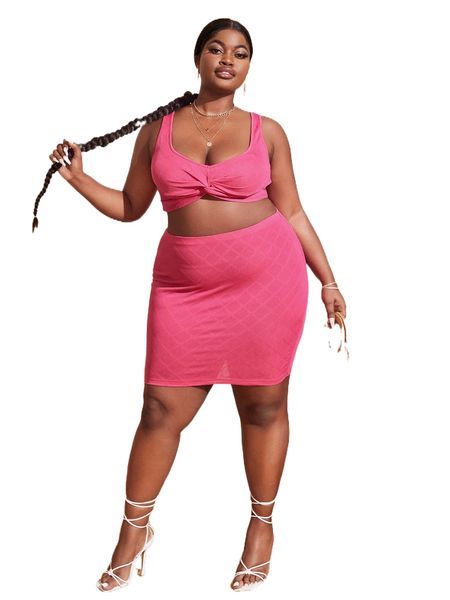 

sxy plus twist front crop & skirt u00y#, Black