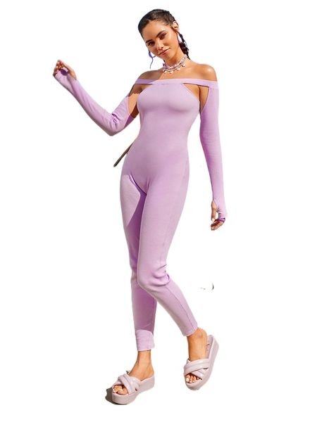 

x aveeation off shoulder cut out unitard jumpsuit a96o#, Black;white