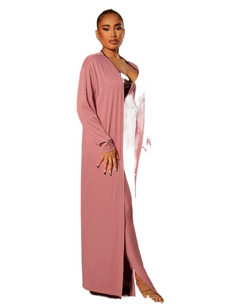 

sxy solid open front drop shoulder coat 684y#, Black