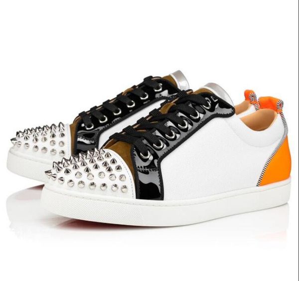 

christians elegant brands low junior spikes red bottoms sneakers shoes round-toe casual walking outdoor studs wedding p svr, Black
