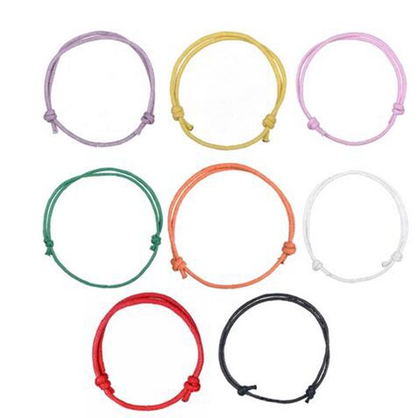 

100pcs/lot korea wax cord bracelets adjustable pink violet yellow green orange white black red bracelet for women men punk hip hop gift bijo, Golden;silver