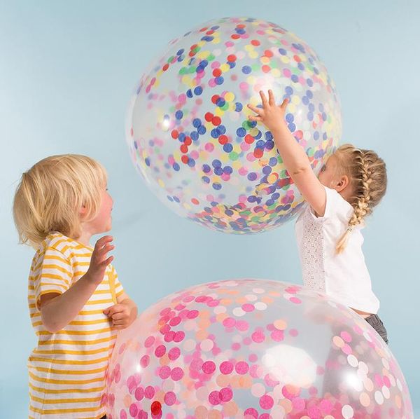 Palloncini coriandoli da 36 pollici Decorazione per feste Giant Clear Latex Matrimonio Compleanno Baby Shower Fornitura mongolfiera SN4402