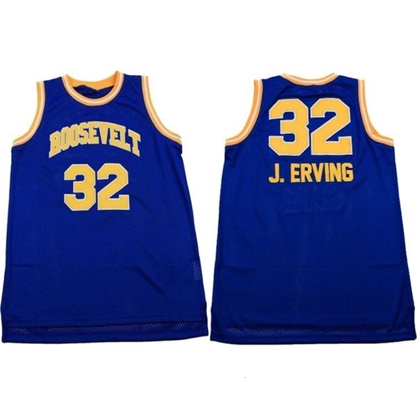 Nikivip Roosevelt High School Julius Dr. J Erving #32 Blue Retro Basketball Jersey Men's Stitched Number Name Jerseys
